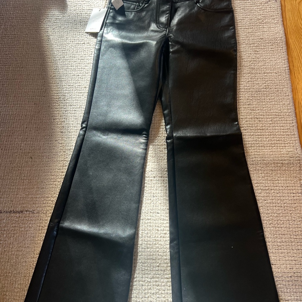 Black Faux Leather Flare Pants